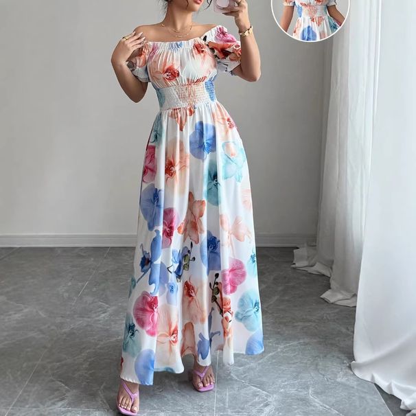 Summer Women's Clothing Fashion Printed Long Skirt Dress American Style Thin Material For Ladies New Arrivals_ecoleips.com