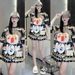 Thai Trendy Short-Sleeved Printed Summer Set For Girls Casual Fashionable Two-Piece Youthful Women's Clothing_ecoleips.com