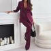 Women's Clothing Suit Lapel Casual Commuting Solid Color Two Piece Suit_ecoleips.com