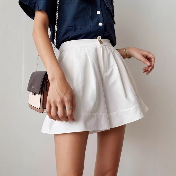 Aria Basics Aria Basics European And American Cross-border Foreign Trade Bestseller Versatile A-line Work Shorts High-waisted White Casual_ecoleips.com