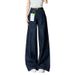 Women's Clothing Dark Blue High-Waisted Wide Leg Denim Trousers Loose Fit Straight Leg Floor Length Pear Shape American Style Jeans_ecoleips.com