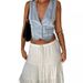 Women's Clothing Fashion Casual V Neck Denim Vest For Women_ecoleips.com