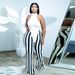 Women’s Clothing Fashion Sexy Slim Sexy Halter Striped Suit Nightclub Outfit_ecoleips.com