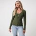 's 2025 New High-end Ribbed V-neck Buttoned Slim-fit Long-sleeve T-shirt For Commuting And Casual Wear_ecoleips.com