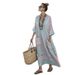 Women's Long Striped Embroidered Dress American Style Loose Cover Up Beach Robe New Summer Fashion For Ladies_ecoleips.com