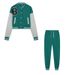Women's Color Blocked Jacket Single Breasted Letter Print Baseball Tracksuit Two Piece Set_ecoleips.com