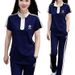Women's Clothing Women's Stylish High-End Patchwork Sports Suit Set Summer Casual Collared Two Piece Set For Petite Figures Running_ecoleips.com