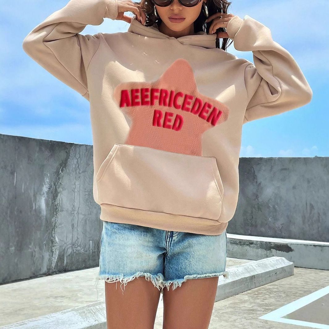 Trendy Unisex Hooded Sweatshirt With Star Foam Print – Oversized Streetwear Pullover For Men & Women_ecoleips.com