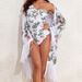 Women's Clothing New Bikini Two Piece Printed Long Sleeved Shirt One Piece One Shoulder Swimsuit For Women_ecoleips.com