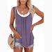 2026 Summer New Arrival Women's Two-Piece Look Sleeveless Tank Top Leaf Print Loose Casual Camisole With Pockets_ecoleips.com