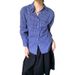 Blue Checkered Shirt Jacket For Women, Autumn Design With A Chic And Casual Vibe, Featuring A Relaxed Long-Sleeved Top._ecoleips.com