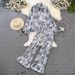 Women's Clothing Fashion Suit Female Celebrity Lantern Long Sleeve Bow Tie Loose Printed Shirt Two Piece Set High Waist Wide Leg Pants_ecoleips.com