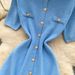Women's Clothing High End Fashionable Metal Button Slim Short Sleeved Dress For Women In Summer With Slim Waist And Temperament Sweater Dress_ecoleips.com