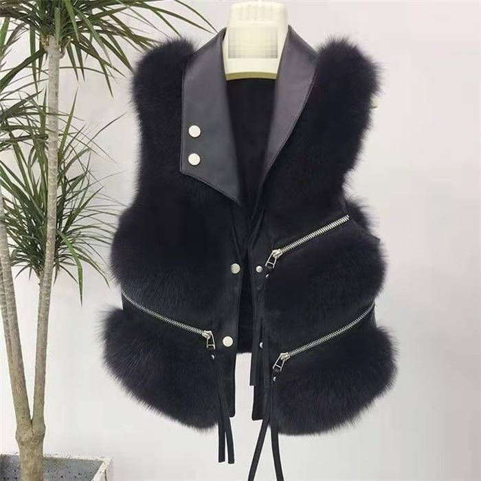Faux Fox Fur Vest For Women, Fashionable Short Sleeveless Jacket, Trendy Streetwear, Plus Size Options (S-4XL), Multiple Colors_ecoleips.com