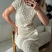 Women's Clothing Solid Color Elegant Solid Color Midi Skirt Set With Delicate Jacquard Collar & Lace Knit Top – Summer Women's Two-Piece Outfit_ecoleips.com