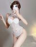 Perspective Hollow Neck Strap Lace Mesh Splicing Street Spice Girl Style Onesie_ecoleips.com