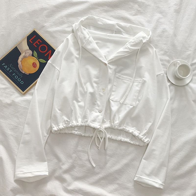 Women's New European American Style Sweatshirt For Spring And Autumn, Loose-fitting, Korean-style, Thin, Hooded, Short_ecoleips.com