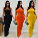 Women's Sexy Strapless Pleated Bodycon Dress Solid Color Cross Border Fashion for European And American Markets_ecoleips.com