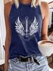 Women's Clothing Guitar Print Round Neck Pullover Casual Sleeveless Top Vest_ecoleips.com