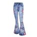 European And American Women's Wide-leg Pants, Denim Bell-bottom With Appliqué Embroidery, Long Pants For Foreign Trade_ecoleips.com