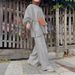 Elegant Solid Color Muslim Women's Casual Fashion Pants Set Modest Middle Eastern Arabic Style for Everyday Wear_ecoleips.com