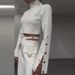 Women's clothing border high collar solid color navel exposed sweet and spicy loose wide leg suit for women_ecoleips.com