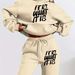 Women's Street Casual And Stylish Autumn Winter Sweatshirt And Sweatpants Set Letter Pattern Hoodie Two-Piece Outfit_ecoleips.com