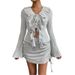 Voya Women's Sexy, Elegant And Fashionable Set For Spring And Summer, New Style With Mushroom Edge And Slim Fit, Two-piece Set_ecoleips.com