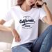 Women's Casual Short Sleeve T-Shirt round Neck Tee with Letter Print Comfortable Cotton Top for Everyday Wear White Black Navy Blue_ecoleips.com