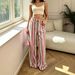 Women's Loose Striped Wide Leg Pants Drawstring Elastic Waist Casual Floor Length Fashionable Vacation Style Top Selling European American Style_ecoleips.com