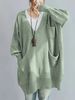 Women Plus Size Lightweight Breathable V Neck Oversized Knit Tunic Long Sleeve Multi Pockets Loose Knit Sweater_ecoleips.com