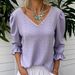 2026 Spring New Cross-Border European And American V-Neck Hollow Casual Mid-Sleeve Blouse Women's Shirt_ecoleips.com