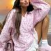 European And American 2026 Women's Models, Autumn And Winter Fashion Strap-on Cotton-padded V-neck Pink Sweet Floral Horn-sleeved Jacket_ecoleips.com