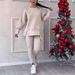 Women's Clothing Irregular Long Sleeved Sweatshirt Leggings Suit Casual Long Sleeve Hoodie Leggings Set Solid Color, Comfort Fit, Plus Size Available_ecoleips.com