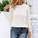 Women's Clothing Round Neck Textured Long Sleeve T-Shirt New Fit True To Size Regular Top_ecoleips.com