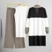 Women's Clothing Women's Autumn Knitted Vest & Wide Leg Pants Set - Elegant Office Casual Three-Piece Outfit In Black/Burgundy/Coffee/Grey/Camel_ecoleips.com