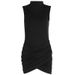 Solid Color Elegant Fashion Slim Fit High Quality Texture Sleeveless Ruched Hip Wrapped Bodycon Dress For Women_ecoleips.com