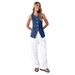 Women's Sleeveless High Waist Denim Vest - Casual Chic Button Front Vest For Spring & Summer_ecoleips.com