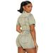 Women's High-Waisted Stretch Denim Jumpsuit – Slimming Short-Sleeve Romper With Washed Finish (Light Blue/Yellow, S-2XL)_ecoleips.com