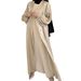 Verve Modest Muslim Fashion Shiny Satin Solid Color Belted Batwing Sleeve Robe Plus Size Women's Clothing_ecoleips.com
