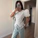 Women's Slimming Lace Patchwork Blouse Puff Sleeve Design European American Fashion Top 2026 Cross Border Style_ecoleips.com