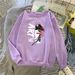 2024 Autumn Winter New Korean Style Cartoon Print Loose Student Class Uniform Fleece Round Neck Sweatshirt For Women_ecoleips.com