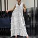 2024 Summer New European And American Cross-Border Women's Solid Color V-Neck Fashion Frayed Edge Patchwork Denim_ecoleips.com