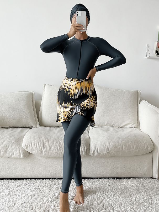 Women's Clothing Muslim Swimsuit Conservative Belly Covering Slimming Beach Swimming Suit_ecoleips.com