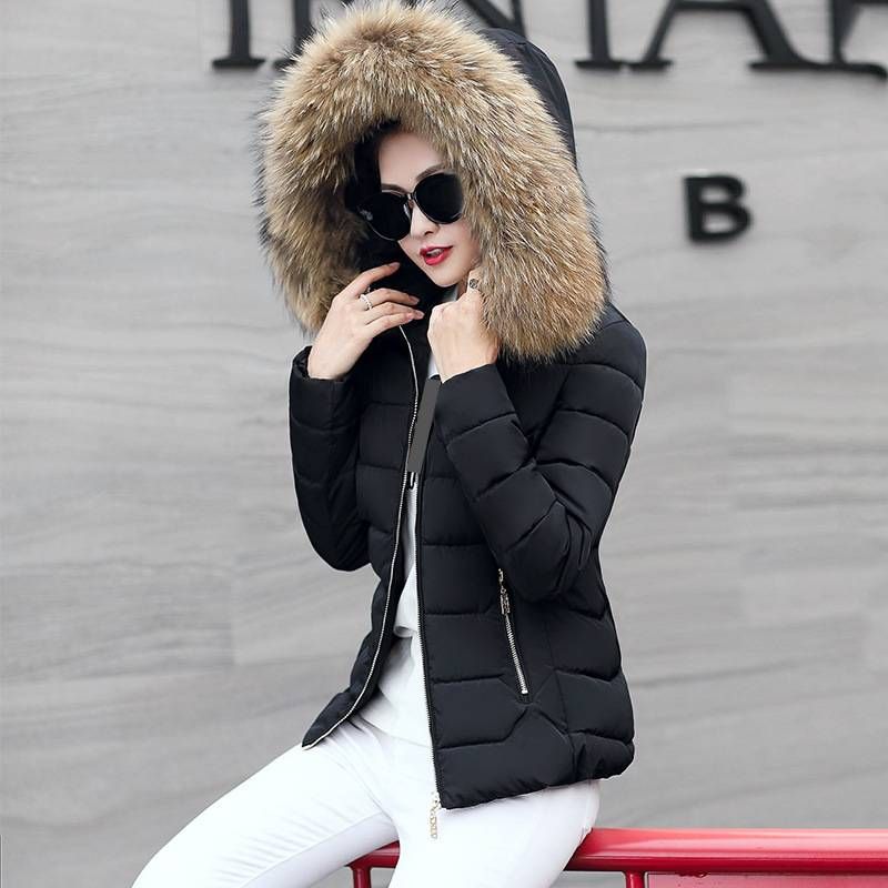 Women's Winter Puffer Jacket With Faux Fur Hood – Short Quilted Coat ( Thick Warm, Plus Size Friendly)_ecoleips.com