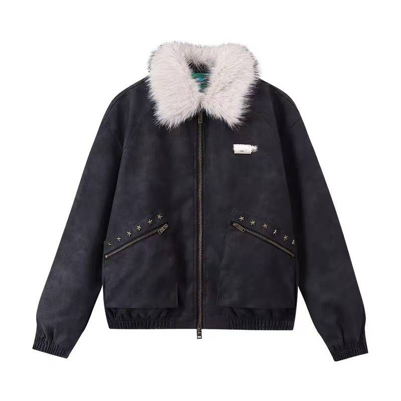 Women's Clothing Retro PU Leather Detachable Fur Collar Leather Jacket For Men And Women, New Autumn Casual Versatile Coat._ecoleips.com
