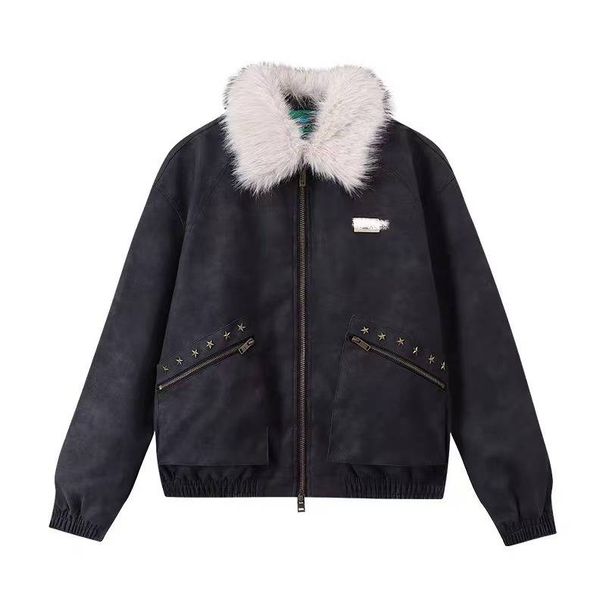 Women's Clothing Retro PU Leather Detachable Fur Collar Leather Jacket For Men And Women, New Autumn Casual Versatile Coat._ecoleips.com