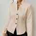Women's Textured Blazer Jacket – Fall Trending Workwear With Button Detail, Polyester-Spandex Stretch Fit (White/Charcoal/Rose/Black/Khaki, S-Xxl)_ecoleips.com