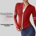 Women's High Neck Yoga Jacket Zipper Print Nude Fitness Top Fashionable Sports Wear_ecoleips.com