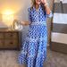 Women's Clothing Spring And Summer Geometric Print Round Neck Long Skirt Dress_ecoleips.com